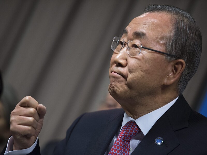 Secretaris-generaal van de VN, Ban Ki-Moon in Washington vandaag.