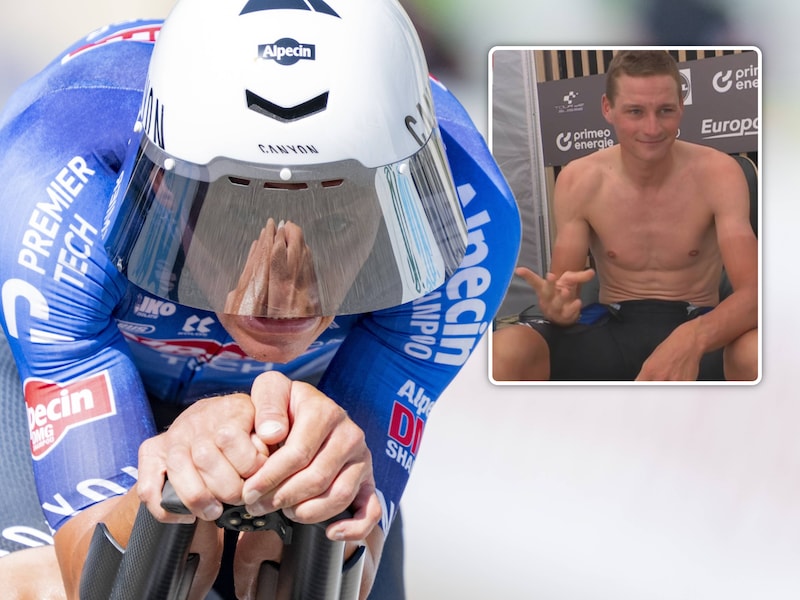 “Maand op fiets getraind, maar vanochtend toch andere genomen”: hoe Mathieu van der Poel ei zo na op geheel eigen wijze eerste tijdrit ooit won