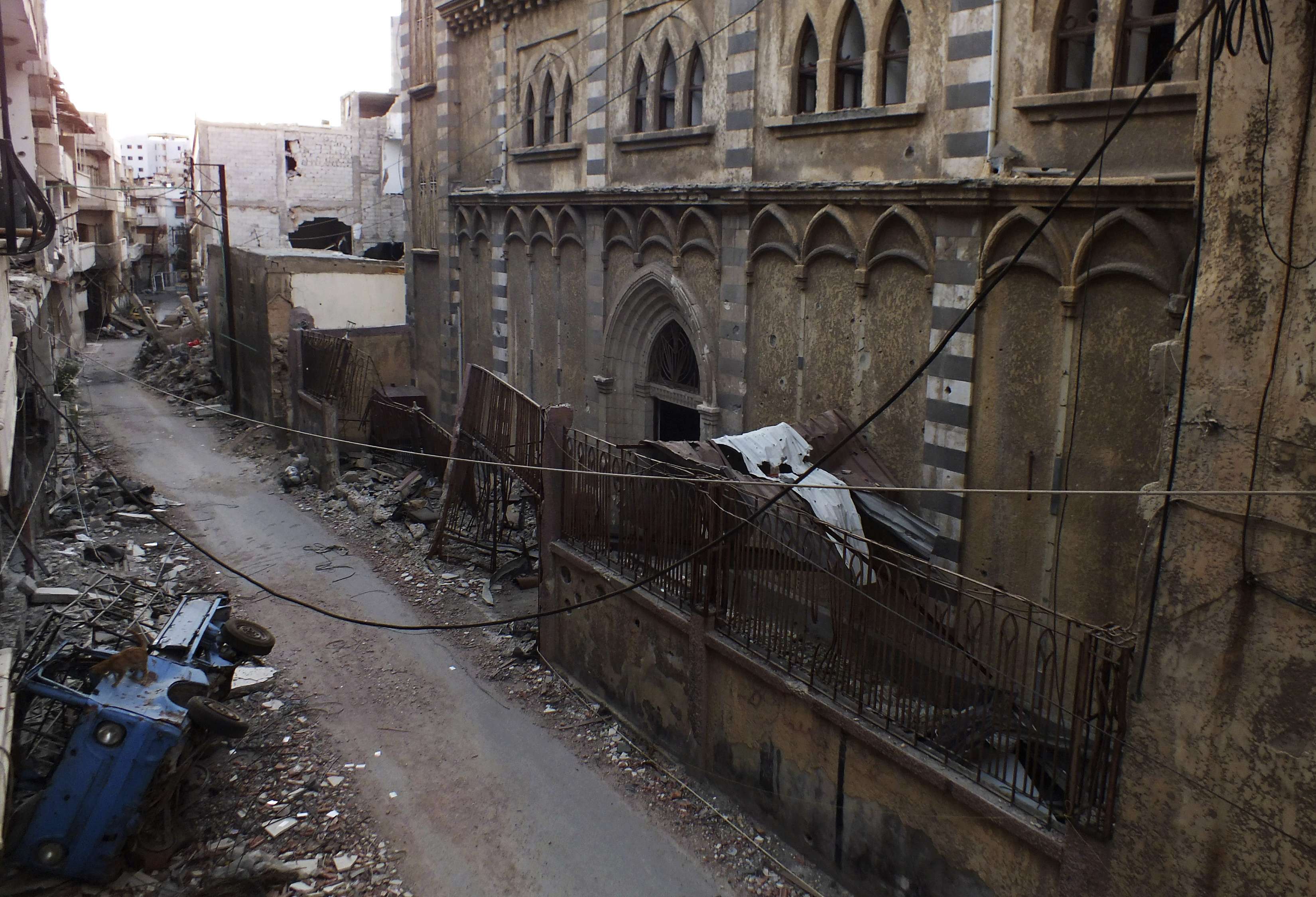 Archiefbeeld van de ravage in de Syrische stad Homs.