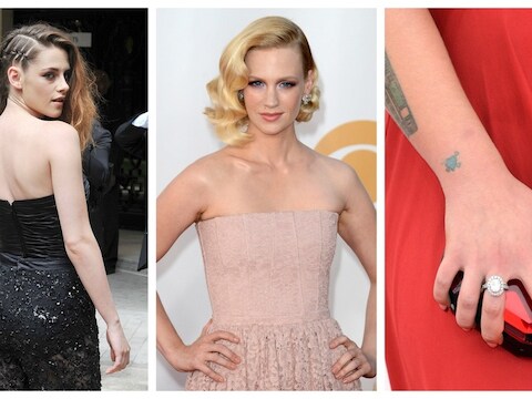 Kristen Stewart met een ingevlochten zijkant, January Jones met oogschaduw in haar binnenste ooghoek en de geometrische nagels van Kelly Osbourne.