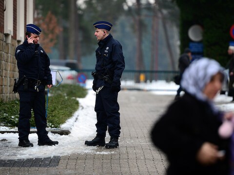 De politie bij de Genkse school Sint-Lodewijk.