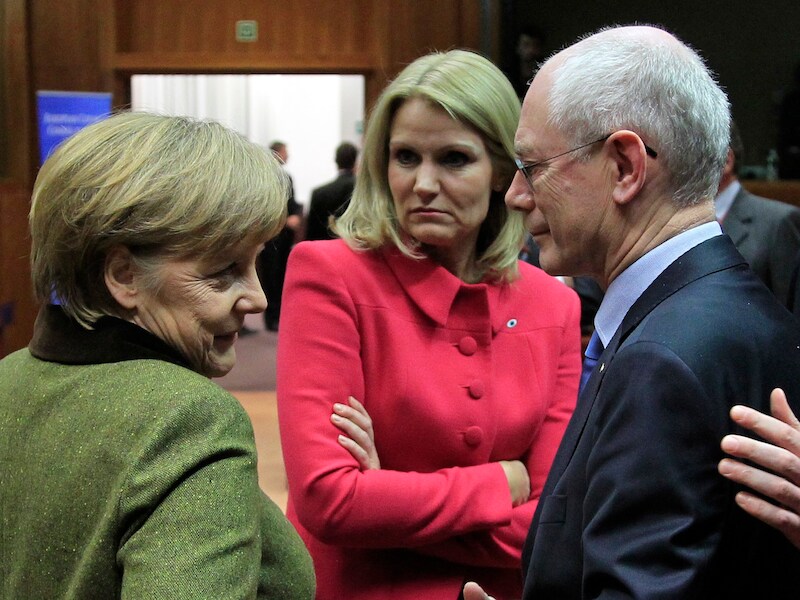 Angela Merkel met de Europees president Herman Van Rompuy.