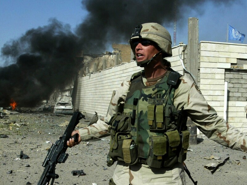 Amerikaanse militairen in Bagdad. (Archieffoto uit augustus 2003).
