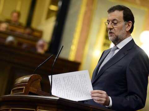 Mariano Rajoy tijdens zijn toespraak in het parlement.