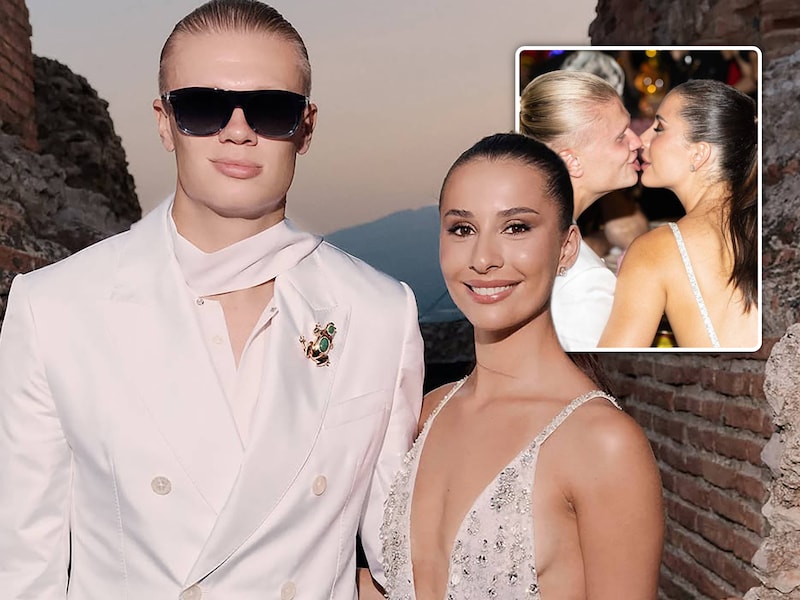 Glitter en glamour in Sicilië, maar ook een innige kus: Erling Haaland en vriendin zuigen aandacht naar zich toe op modeshow van Dolce & Gabbana