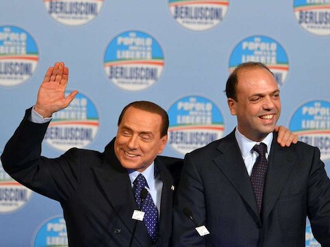 Silvio Berlusconi en Angelino Alfano in betere tijden.
