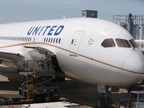 Een Boeing 787 Dreamliner van United Airlines.