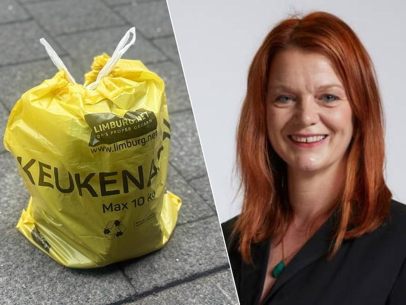 Illustratiebeeld: GFT Limburg.net keukenafval. Rechts: Schepen van Milieu Miet Dirix (Groen).