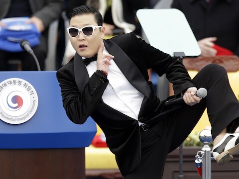 PSY in actie in februari in Seoel.
