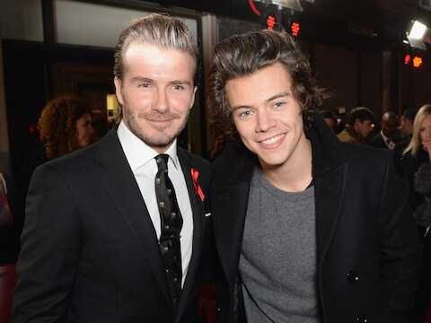 David Beckham en Harry Styles op de rode loper voor de première van 'The Class of 92'.