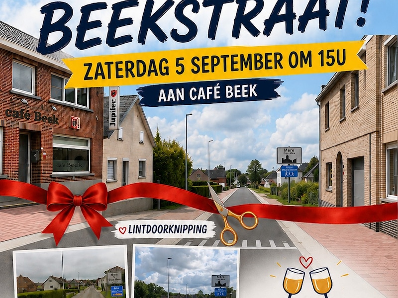 Beekstraat gaat officieel open na wegenwerken: buurt viert met lintdoorknippen en een drankje