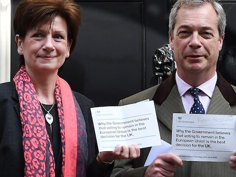 Archieffoto van Diane James en Nigel Farage.