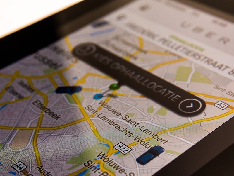 De Uber-app in Brussel.