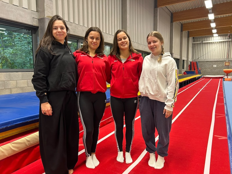 Deze jongedames komen straks in actie op het WK tumbling in China (van links naar rechts): Louise Van Regenmortel (CSA Kempen), Marth Renders (Gymplus), Fran Renders (Gymplus) en Lani Spiessens (TC Olympia Oosterzele).