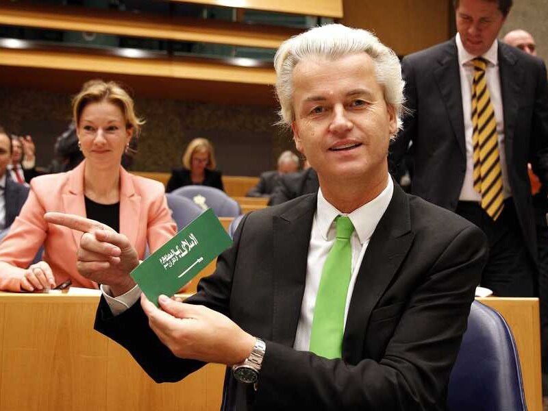 Geert Wilders en zijn anti-islamsticker.