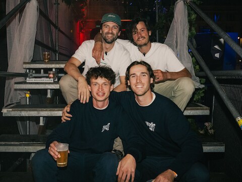 Het kernteam van Maatwerk Events: Fionn Stack, Quinten Casteleyn, Nikolas Decock en Benoît Vandendriessche