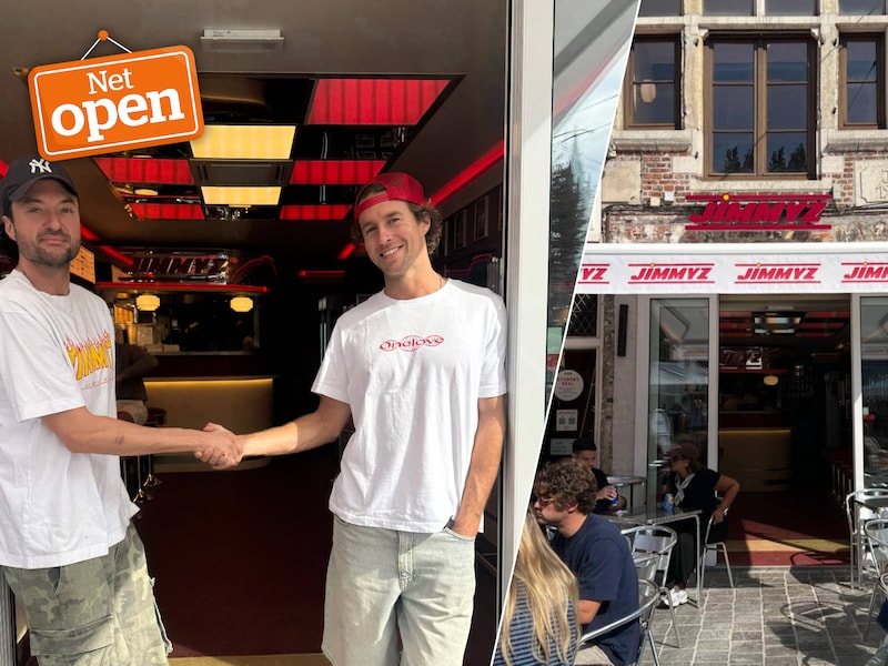 Jules Koninckx en Louis Dellafaille (links) openen een vijfde vestiging van Jimmyz, nu in Gent (rechts).