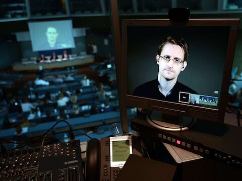 Klokkenluider Edward Snowden, die de afluisterpraktijken van de NSA voor het eerst wereldkundig maakte.