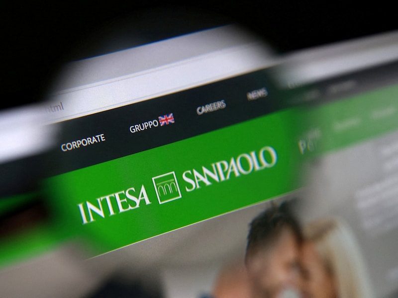 Illustratiebeeld. De website van de Italiaanse grootbank Intesa Sanpaolo. (03/12/25) 