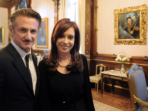 Sean Penn op audiëntie bij de Argentijnse president Kirchner.