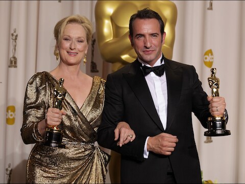 Meryl Streep en Jean Dujardin op de 84e Oscars.