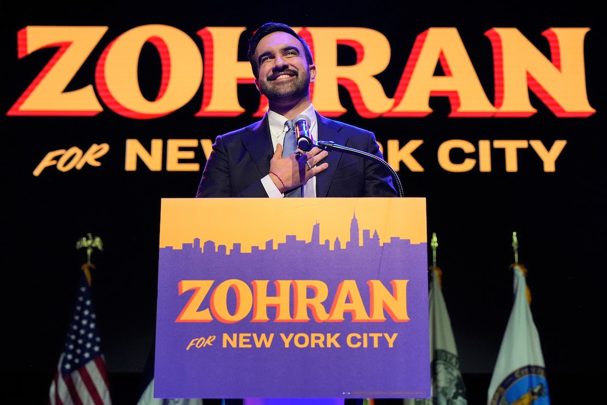 Zohran Mamdani durante su discurso de victoria tras ser elegido nuevo alcalde de Nueva York