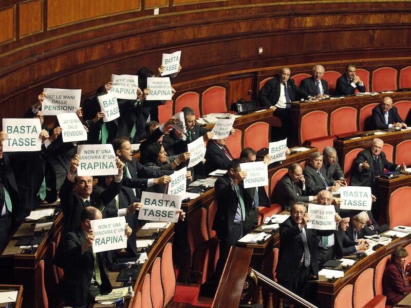 Leden van de Noord-Italiaanse partij Lega Nord.