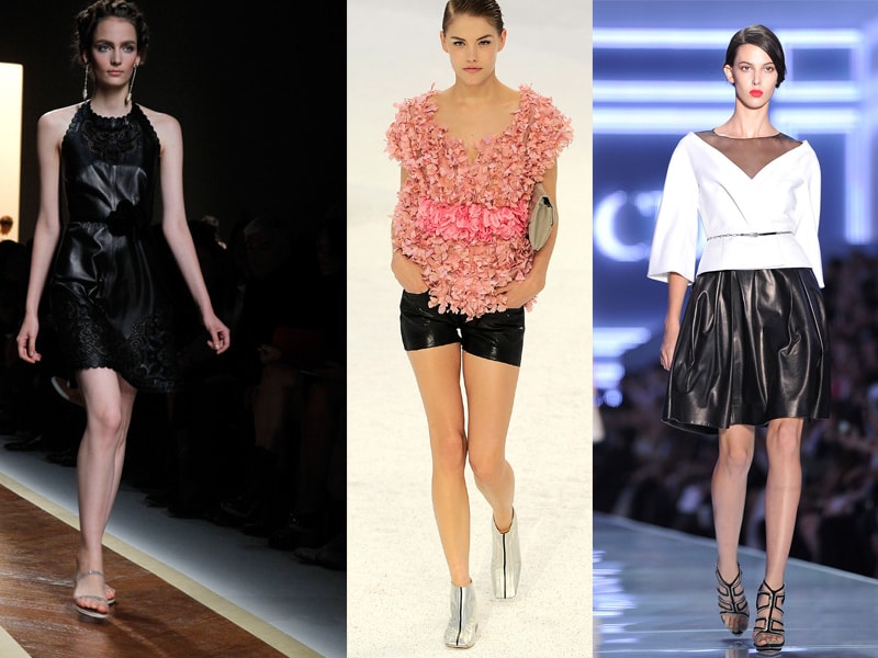 Jurk van Valentino, shortje van Chanel en rok van Dior.