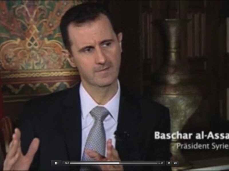 Assad is te zien in een zeldzaam interview op de Duitse televisie