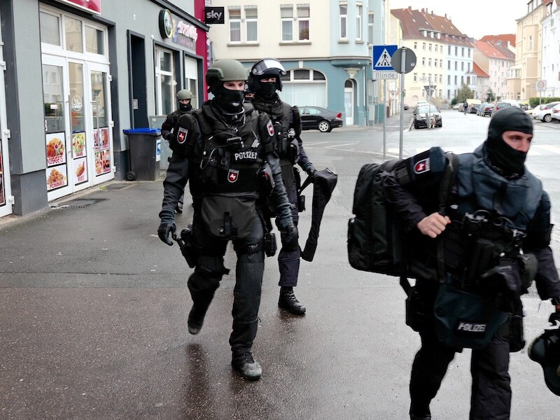 Beeld van de actie vandaag in Hannover.