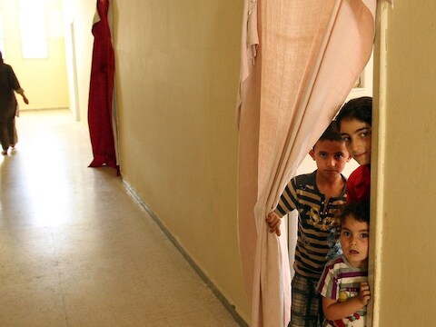 Syrische vluchtelingen in Wadi Khaled, Libanon.