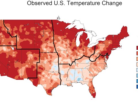 De temperatuur steeg de vorige eeuw al in zowat alle regio's van de Verenigde Staten.