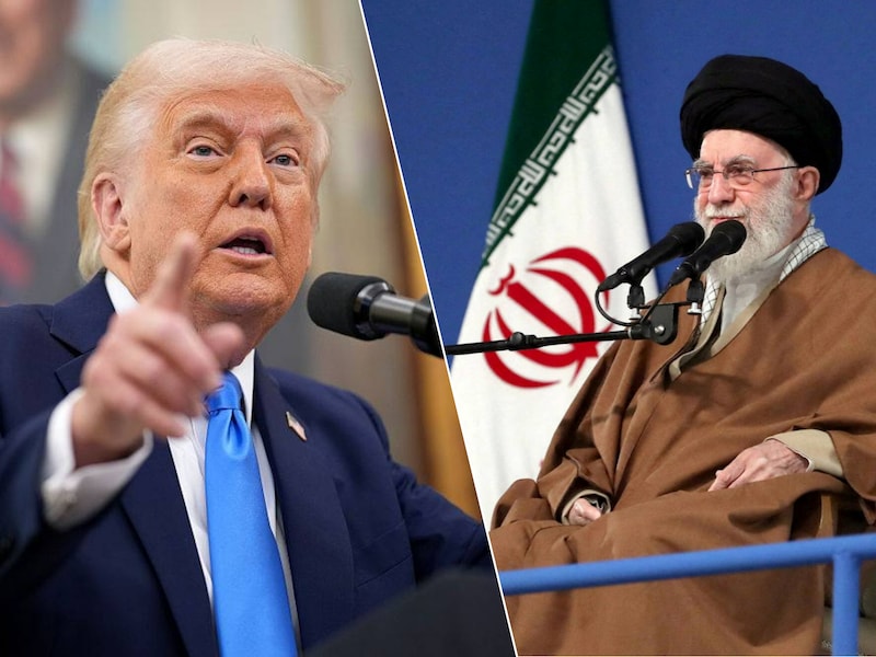 Amerikaans president Donald Trump (links) en de hoogste Iraanse leider ayatollah Ali Khamenei (rechts).