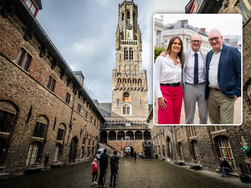 Het Belfort kan gerestaureerd worden, Inzet: Maaike De Vreese, minister Ben Weyts en raadslid Pol Van Den Driessche reageren tevreden. 