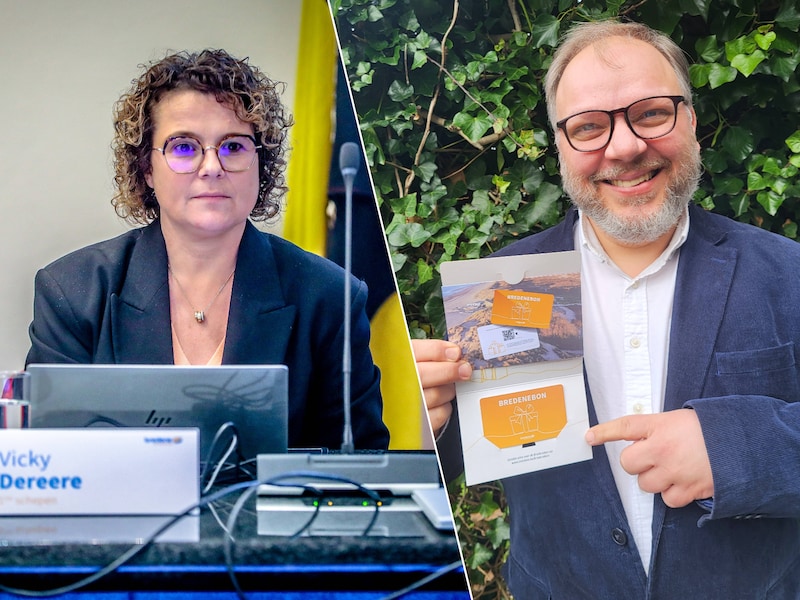 Schepen van lokale economie van Bredene Vicky Dereere, Kristof Clevers (Team Bredene) stelt een reddingsplan voor de BredeneBon voor.