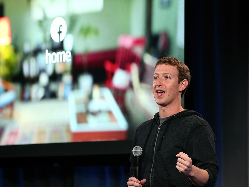 Mark Zuckerberg tijdens de presentatie van Facebook Home.