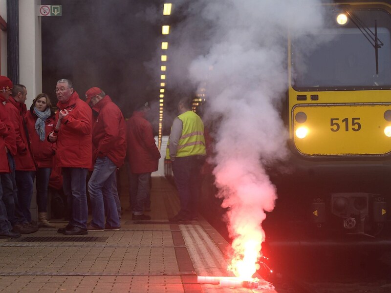 Beeld van een staking in oktober.