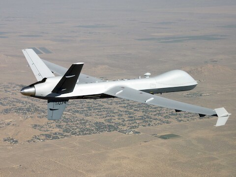 Een Amerikaanse - hier onbewapende - MQ-9 Reaper-drone.