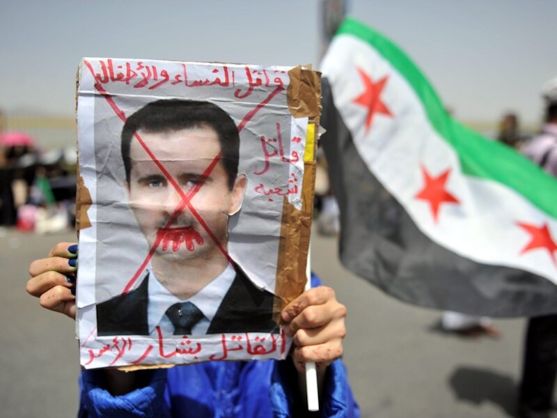 Protest in Jemen tegen het regime van Assad.
