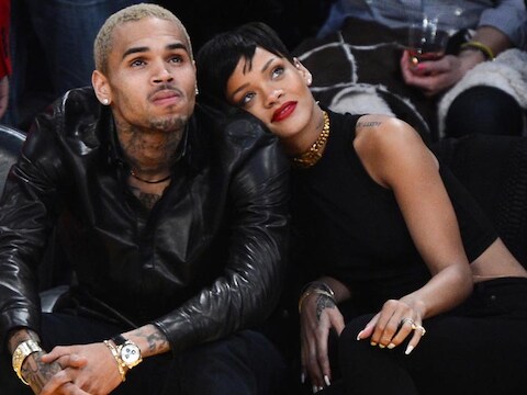 Chris en Rihanna in december 2012.