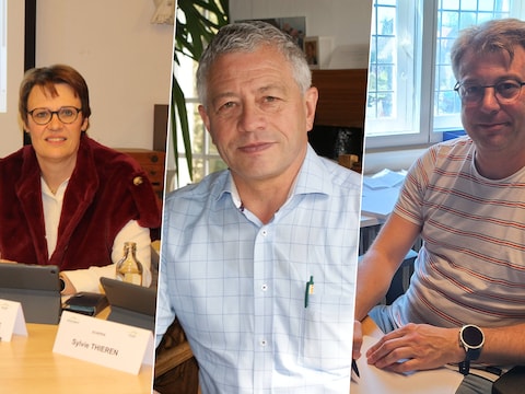 Links: schepen Karolien Avonture, bevoegd voor ouderenzorg. Midden: burgemeester Gerard Liefooghe. Rechts: financieel directeur Kjell Declercq.