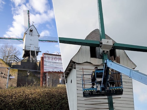 De wieken van de molen waren versleten. Op dit moment worden er nieuwe geplaatst.
