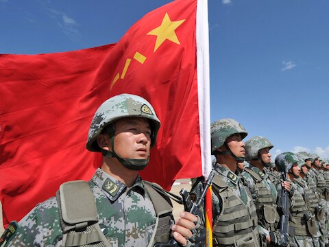 Archiefbeeld van Chinees leger tijdens militaire oefening.