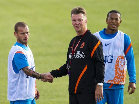 Sneijder en bondscoach Van Gaal.