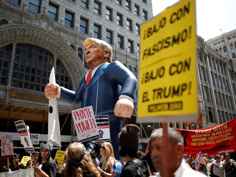 Protest tegen Trump in Los Angeles op 1 mei.