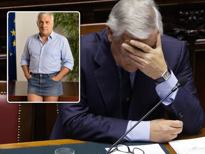 De  Italiaanse minister van Buitenlandse Zaken Antonio Tajani is een grote storm beland. Inzet: Een AI-beeld van Tajani in minirok.