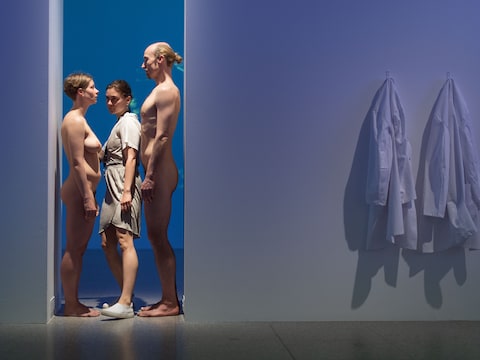 Het werk  “Imponderabilia” uit de overzichtstentoonstelling "The Artist Is Present" van Marina Abramovic 