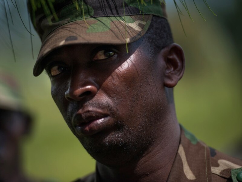 Een rebel van de M23-militie die gisteren Goma veroverde, de hoofdstad van Noord-Kivu in het oosten van Congo.