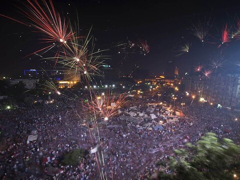 Het Tahrirplein in Caïro.