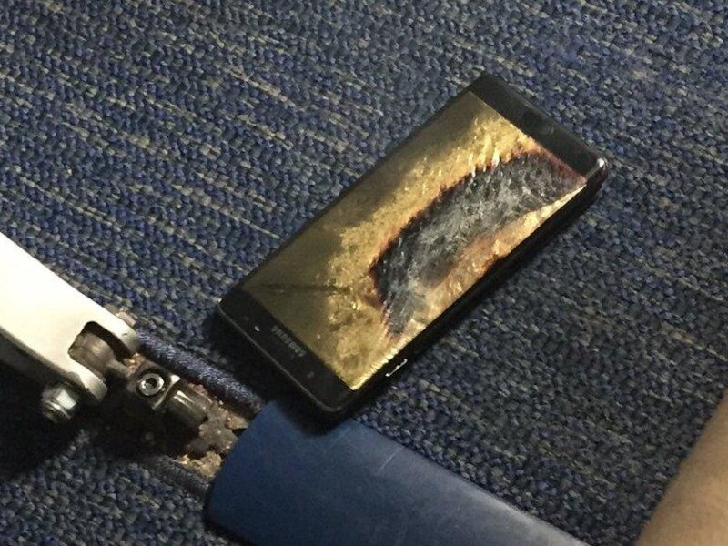 De telefoon in kwestie, een 'nieuwe' Samsung Galaxy Note 7.